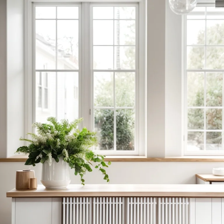 清掃スタッフが窓を拭く様子